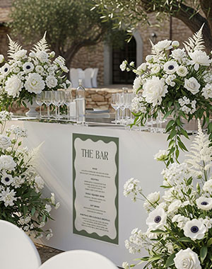 estacionario de casamento placa de menu bar nature
