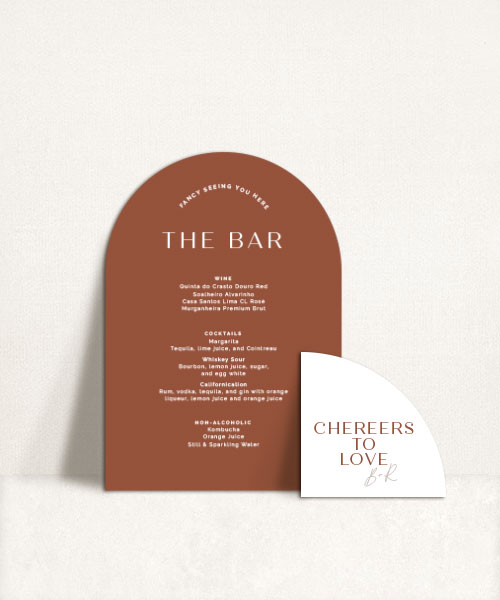 Estacionário de casamentos semi-custom menu bar Aura