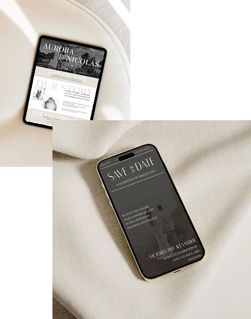 Website Save the Date para casamento com design minimalista