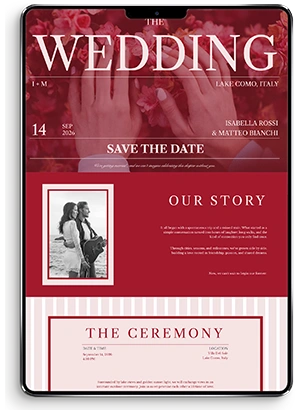 Website Save the Date para casamento com design minimalista